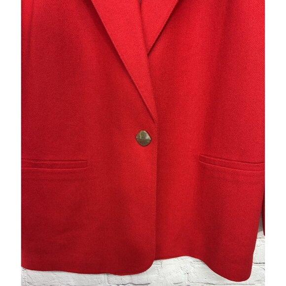 Vtg Cross Country Fashions Red Wool Christmas Holiday Party Blazer Sz 12 - Picture 10 of 13